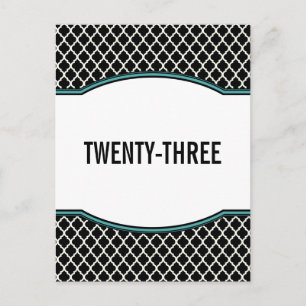 Aqua Elegant Quatrefoil Numéro de table Carte post