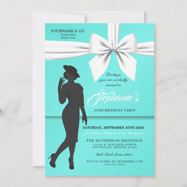 Aqua Elegant Tiffany Invitation Anniversaire (Devant)