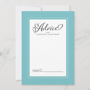 Aqua Elegant Wedding Newlywed Wunsche Border Hinweiskarte