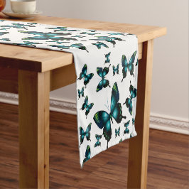 Aqua Elegant Whimsical Butterfells Kurzer Tischläufer
