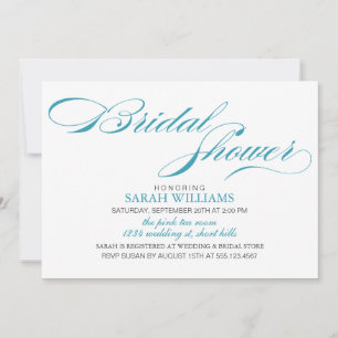 Aqua Elegantes Skript-Brautparty Einladung