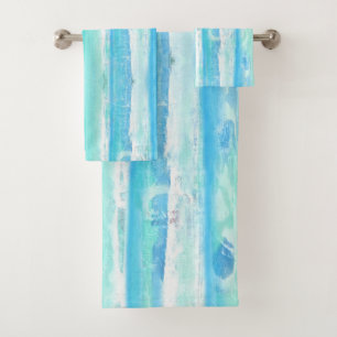 Aqua et Blue Abstrait Tree Trunks Ensemble de serv