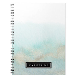 Aqua et Gold Beach Carnet Spiral personnalisé