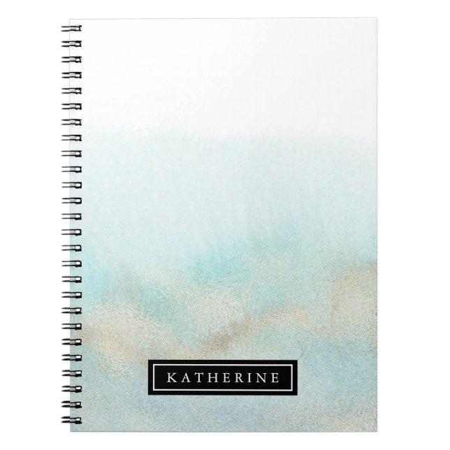 Aqua et Gold Beach Carnet Spiral personnalisé (Devant)