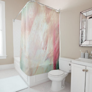 Aqua et pinceau rose Tronc Abstrait rideau de douc