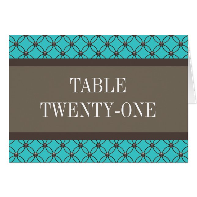 Aqua Extravagant Lattice Tischnummer Card (Vorderseite (Horizontal))
