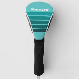 Aqua Fade Across Striping with Name Golf Headcover
