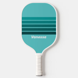 Aqua Fade Across Striping with Name Pickleball Schläger