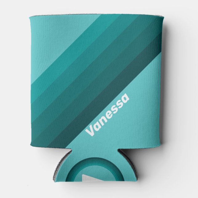 Aqua Fade Stripes with Name Dosenkühler (Vorderseite)