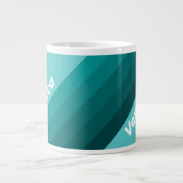 Aqua Fade Stripes with Name Jumbo-Tasse