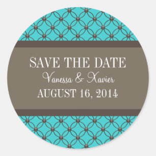 Aqua Fancy treillis Enregistrer Stickers Date