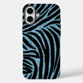 Aqua Faux Glitter Zebra Print Case-Mate iPhone Hülle
