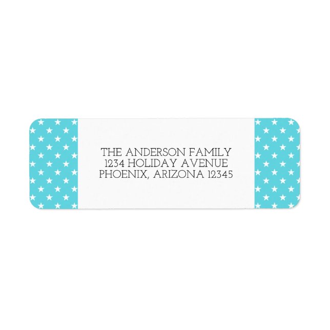 Aqua Festive Stars Holiday Address Labels (Vorne)