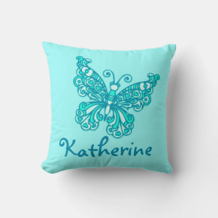 Aqua filles nommé coussin de coussin papillon