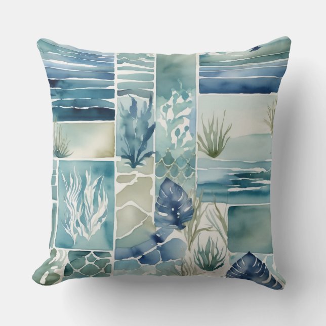Aqua Flora Aquarelle Dekoration Kissen (Vorderseite)