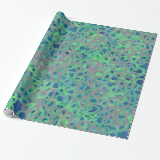 Aqua floral Abstract Design Geschenkpapier (Ungerollt)