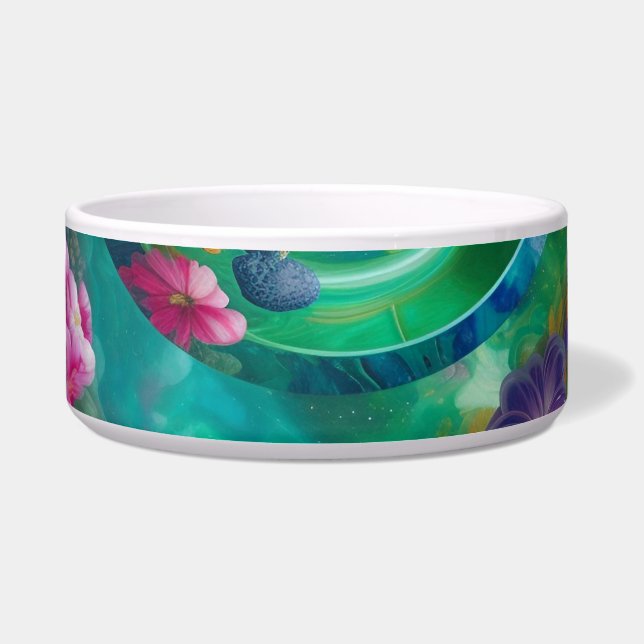 Aqua Floral Abstrakt Garden Napf (Vorderseite)