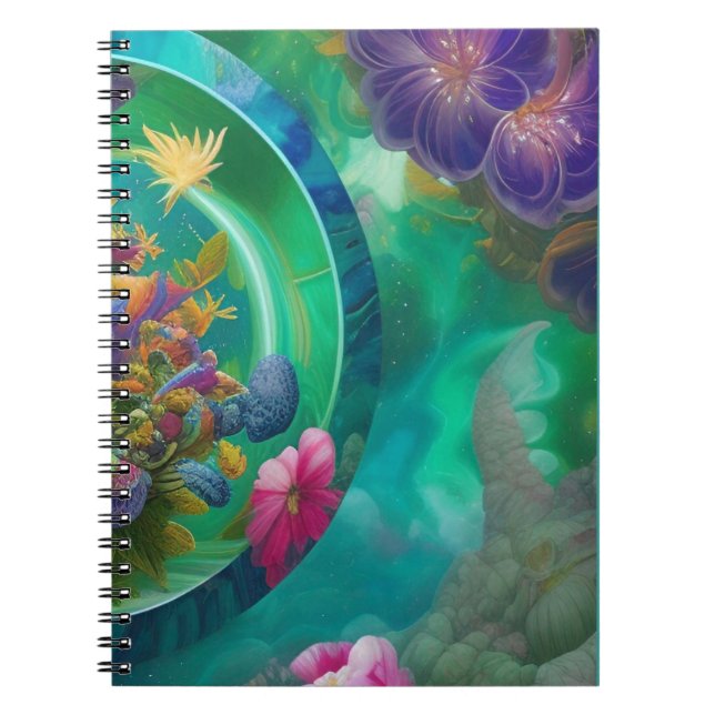 Aqua Floral Abstrakt Unterwasser Garten Notizblock (Vorderseite)