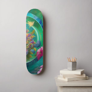 Aqua Floral Abstrakt Unterwasser Garten Skateboard