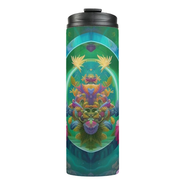 Aqua Floral Abstrakt Unterwasser Garten Thermosbecher (Vorderseite)