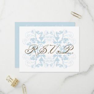 Aqua Floral Blüh Elegante Chic Wedding RSVP Einladungspostkarte