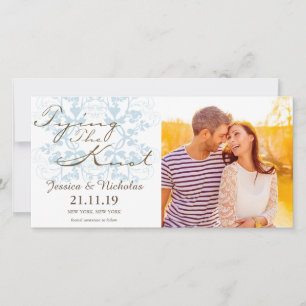 Aqua Floral Blühte Kopplung der Knoten-Fotokarte Save The Date