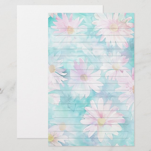 Aqua floral briefpapier (Vorne/Hinten)