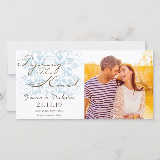 Aqua Floral Floural Liant Le Carte photo Knot (Devant)