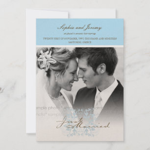 Aqua Floral Flourish Foto Hochzeitsankündigung Ankündigung