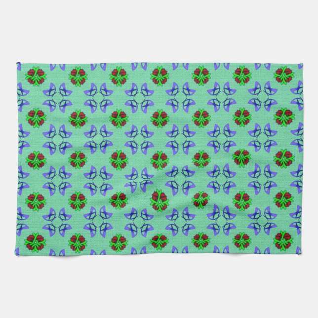 Aqua Floral Handtuch (Horizontal)