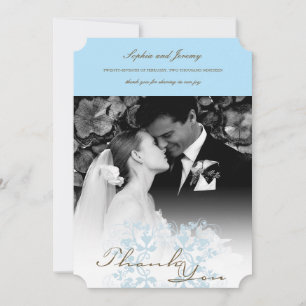 Aqua Floral Mariage Merci Carte photo