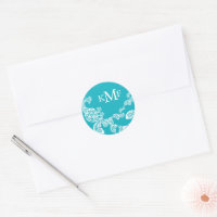 Aqua Floral Paisley White Peacock Gastgeschenk Hoc