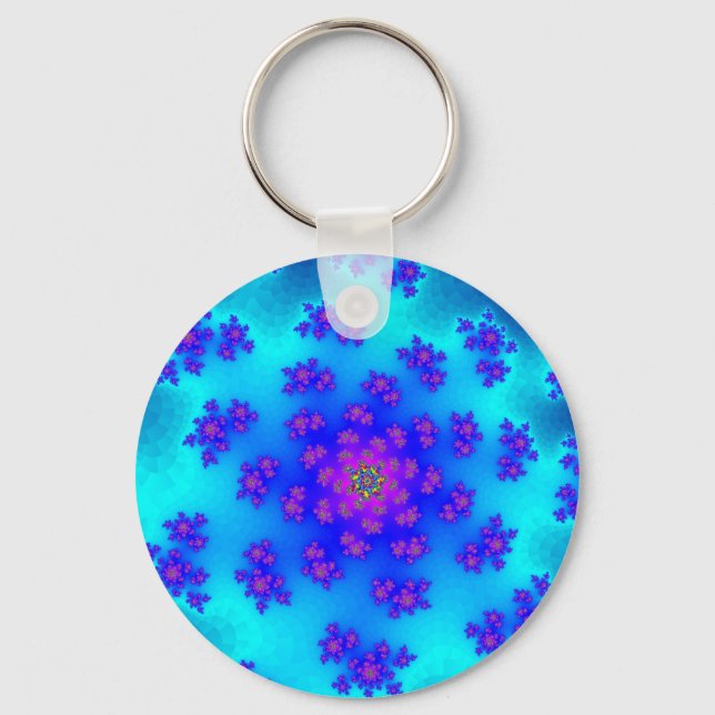 Aqua Floral Sprinkles Schlüsselanhänger (Vorderseite)