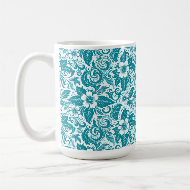 Aqua Floral Tasse (Links)