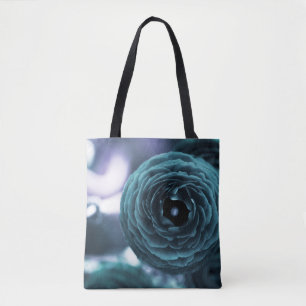 Aqua Floral Tote Bag Tasche