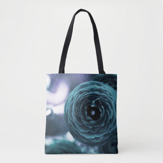 Aqua Floral Tote Bag Tasche (Vorderseite)
