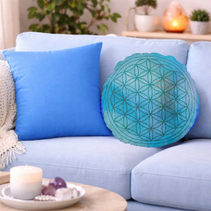 Aqua Flow – Farbe des Herzens Rundes Kissen