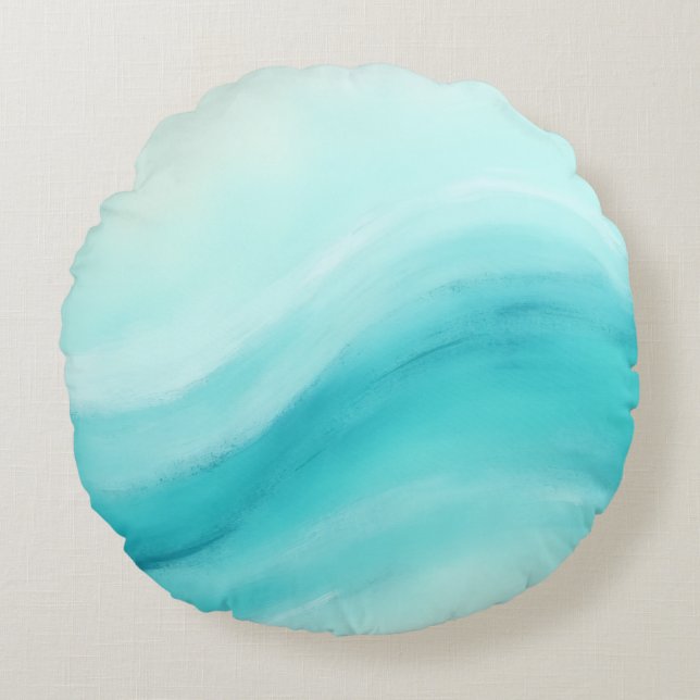 Aqua Fluss Rundes Kissen (Vorderseite)