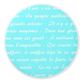 Aqua French Script Keramikknauf