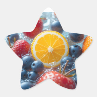 Aqua Frucht-Medley Stern-Aufkleber