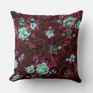 Aqua & Fushia Rose Kissen