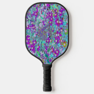 Aqua Garden mit Violet Blume in Blau und Heiß Rosa Pickleball Schläger