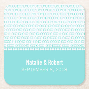Aqua Geek Chic Binary Code Paper Untersetzer