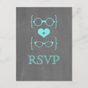Aqua Geeky Glasses Chalkboard UAWG Postkarte