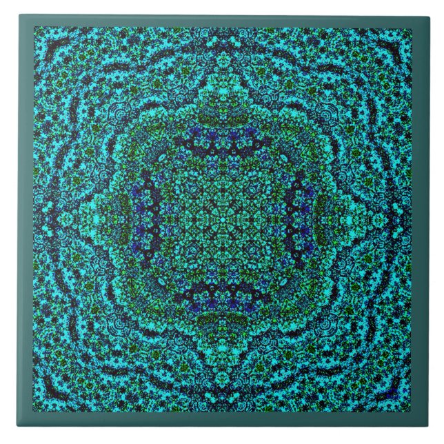 "Aqua-Geo-Juwel-" Mandala-Fliese (Rahmen) Fliese (Vorderseite)
