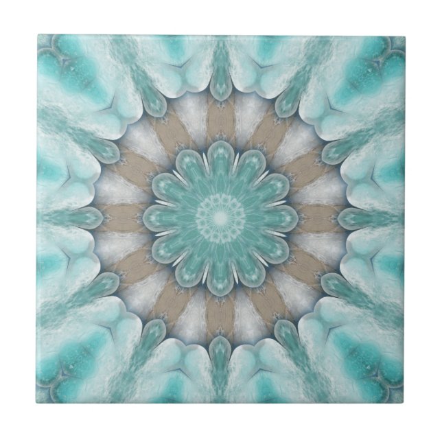 Aqua Geometric Floral Beach Star Badezimmer Tile Fliese (Vorderseite)