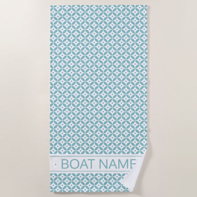 Aqua Geometric Muster. Name des Schiffes Badetuch (Vorderseite)