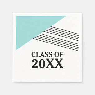Aqua Geometric Stripe Abschluss Paper Napkins Serviette