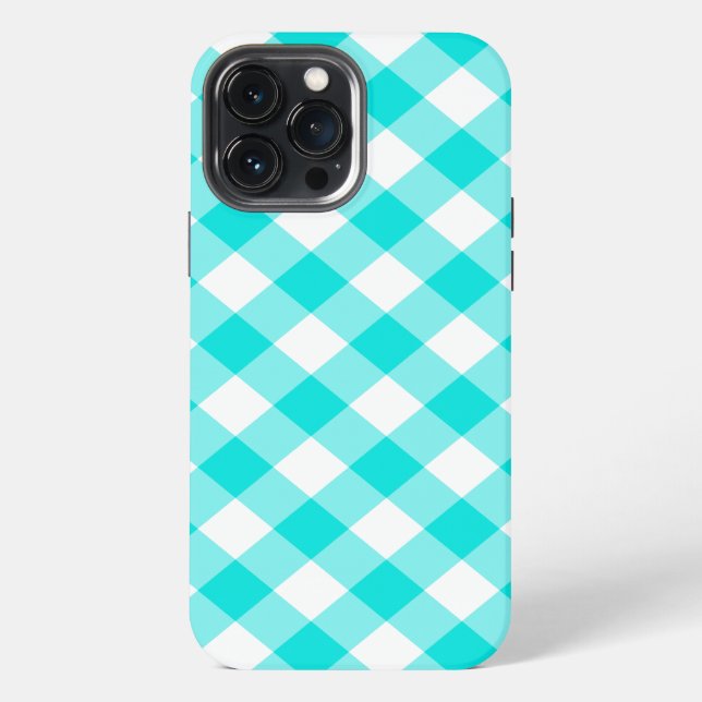 Aqua Gingham iPhone Hülle (Rückseite)