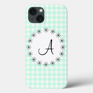 Aqua Gingham Karo "Monogram" iPad case